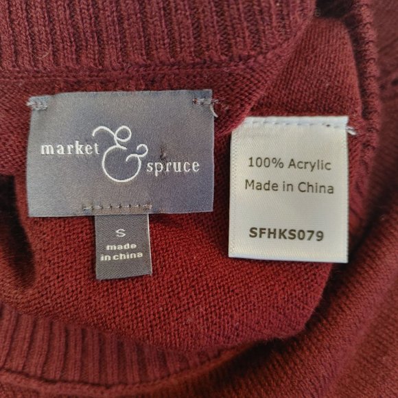 Market & Spruce | Women's Red Knit Scoop Neck Long Sleeve Top Small - Picture 3 of 3